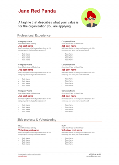 Jane Red Panda Resume Template