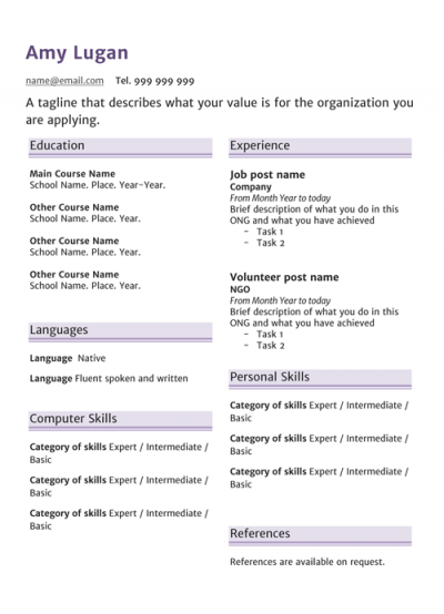 Resume Template Amy Lugan